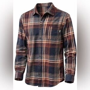 Eddie Bauer Men's XXL Plaid Flannel Button Down Shirt Soft Brushed Cotton